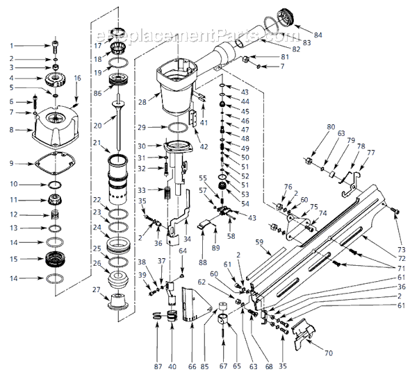 Page A Diagram and Parts List for 2006.07 Campbell Hausfeld Nailer